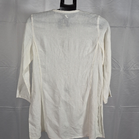 Eileen Fisher White 100% Linen Button Down Tunic - Picture 2 of 6